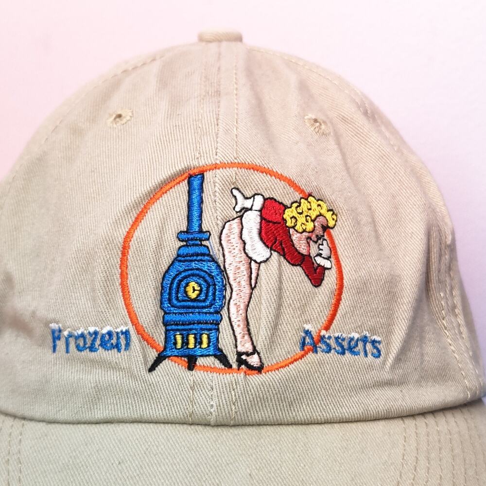 Frozen Assets Dad Hat Butt Woman Bent Over Skirt Humor Joke vtg Novelty Santa